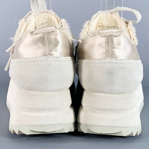 PEDRO GARCIA Size 6.5 Beige Grey Satin Suede Raw Edge Platform Sneakers - Picture 3 of 10